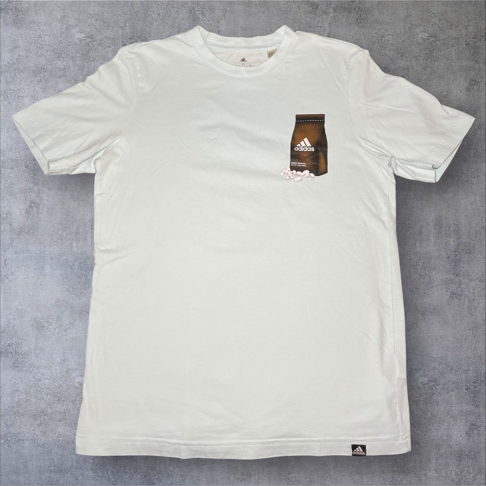 Adidas Coffee T-Shirt Size Small Light Blue Great Condition